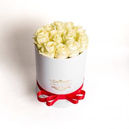 Blumenbox-L- 13-15 weiße Rosen